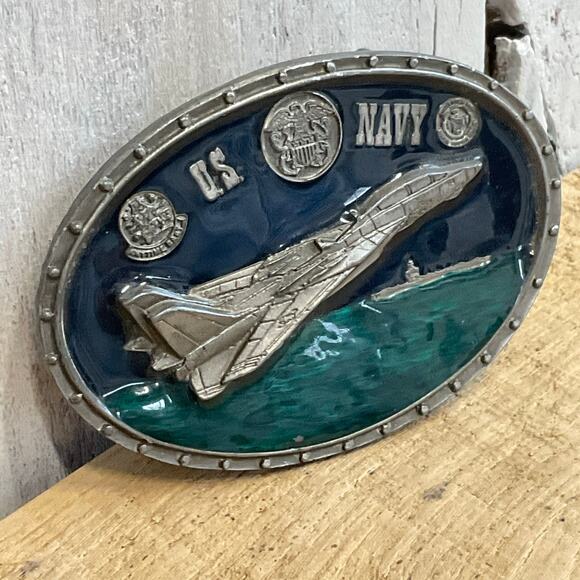 CJ Inc US Navy Belt Buckle 1987 Military Patriotic Navy Veteran - Picture 3 of 6